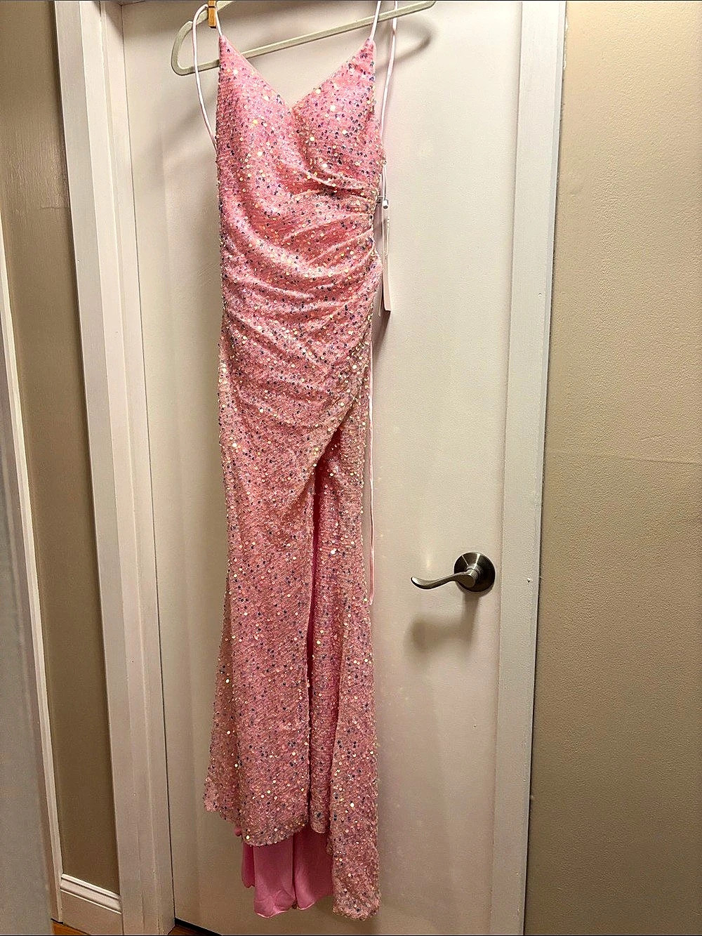 ASOS Couture Pink Sequin Draped Maxi Dress Size 0 NWT